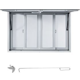 VEVOR Concession Window, 60 x 36 inch, Aluminum Alloy Food Truck Service Window with 4 Horizontal Sliding Screen Windows & Awning Door & Drag Hook